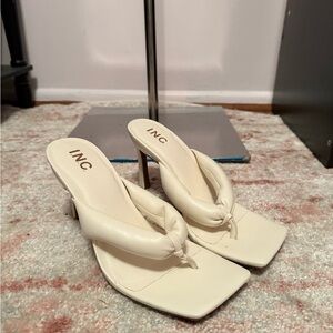INC International Concepts Ivory Knotted Thong Heels